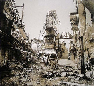 Illustration for article titled Lithographs Capture the Future Ruins of Post-Apocalyptic Tokyo